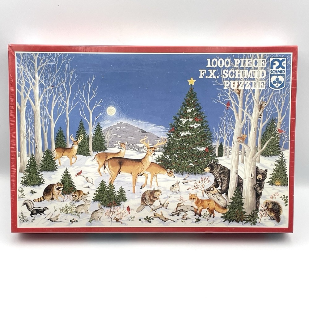 Vintage 1991 FX Schmid Woodland Christmas 1000 Piece Puzzle New Sealed
